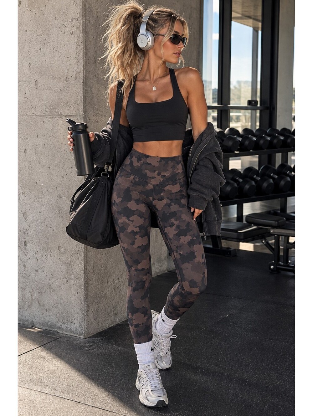 Balance Athletica Ascend Camo Leggings Brown Black High Rise M Medium